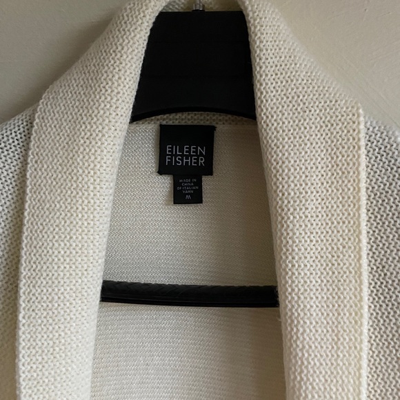 Eileen Fisher Open Front Ivory Women's  Merino Wool Cardigan M - Picture 4 of 15